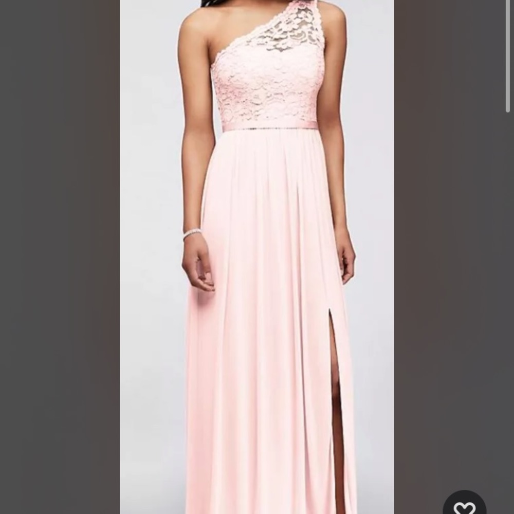 David's Bridal Long One-Shoulder "Petal" Dress - Size 4